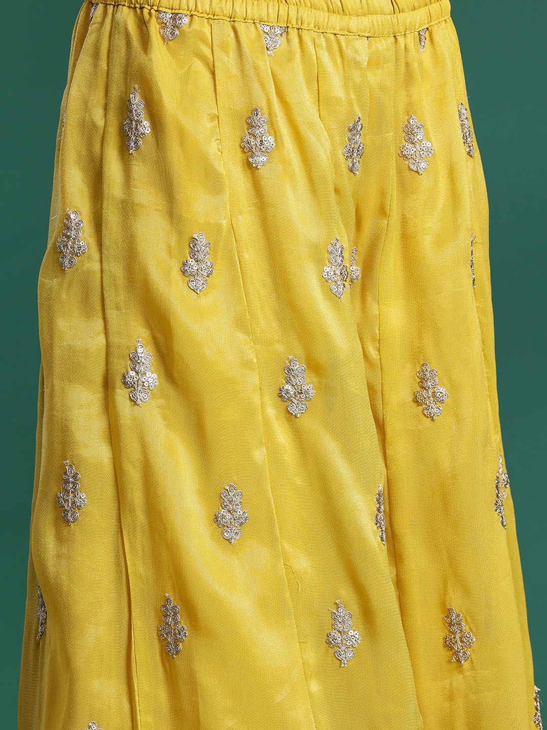 Indyancart IE Ethnic Motifs Embroidered Sequinned Kurta with Palazzos & With Dupatta