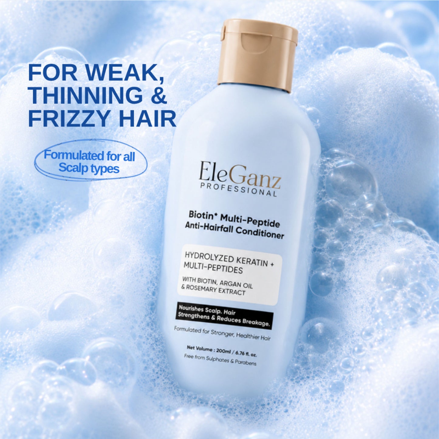 Eleganz Professional Multi-Peptide AntiHairfall Conditioner with Rosemary reduces Hairfall