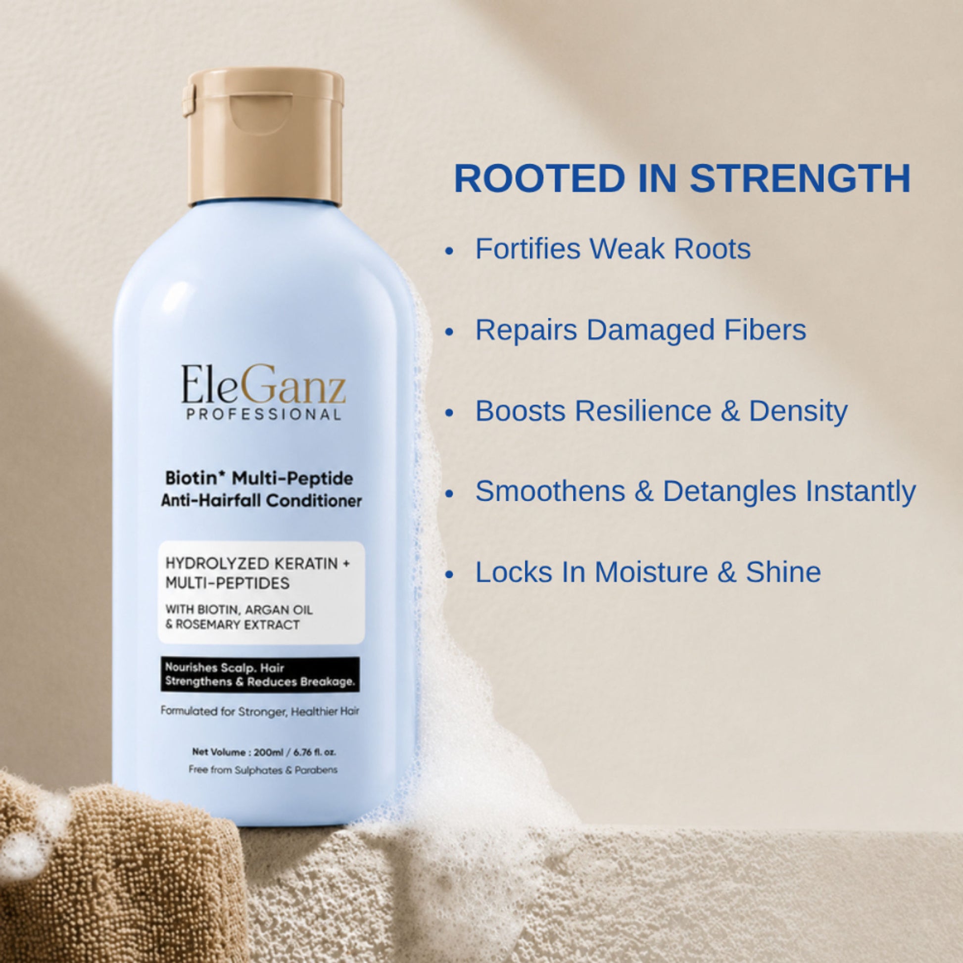 Eleganz Professional Multi-Peptide AntiHairfall Conditioner with Rosemary reduces Hairfall