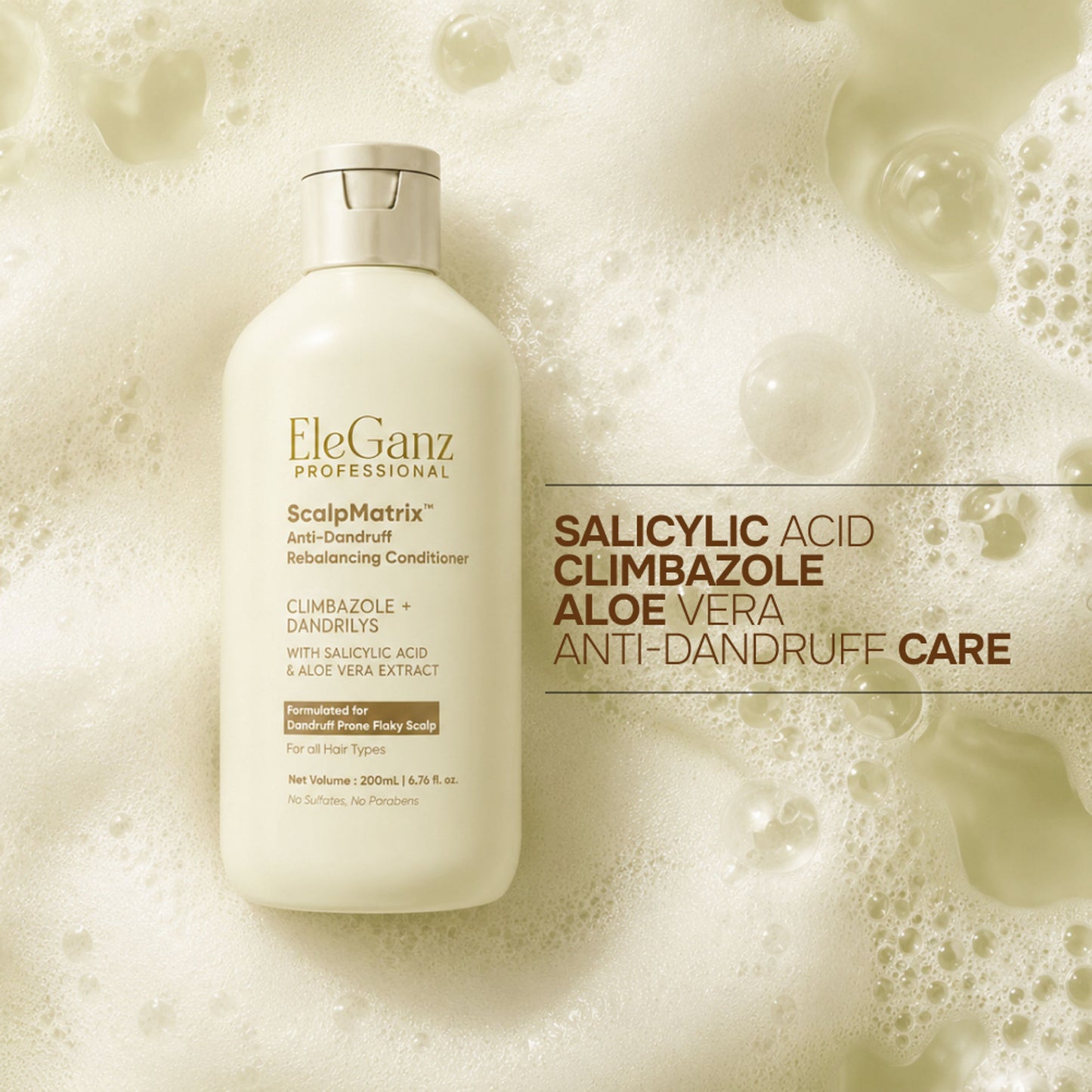 Eleganz Professional Anti-Dandruff Conditioner with Rosemary & Biotin, Moisturizes & Reduces Frizz