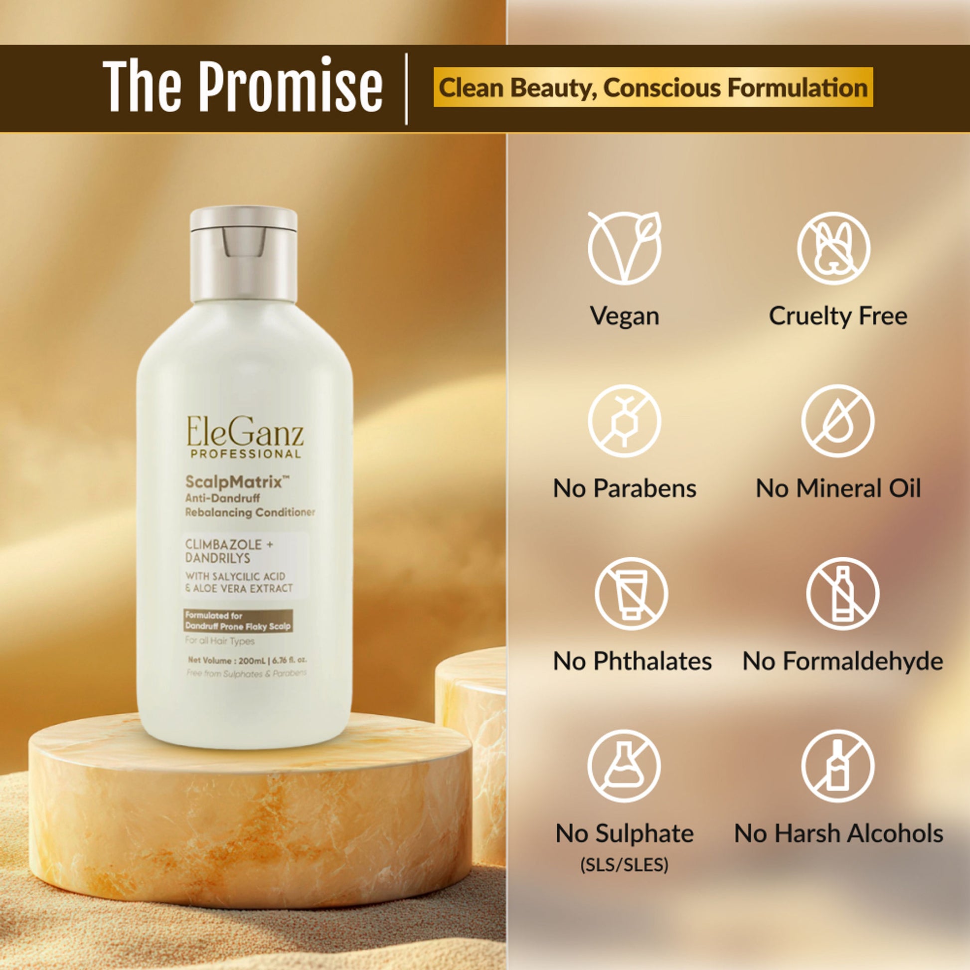 Eleganz Professional Anti-Dandruff Conditioner with Rosemary & Biotin, Moisturizes & Reduces Frizz