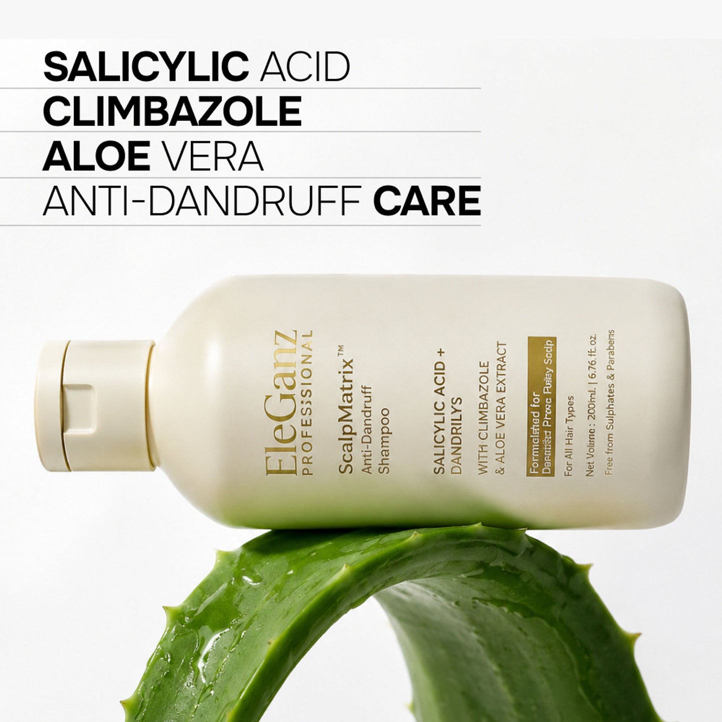 Eleganz Professional AHA BHA Anti Dandruff Shampoo-Reduces Flakes & Itchiness100% Dandruff Reduction