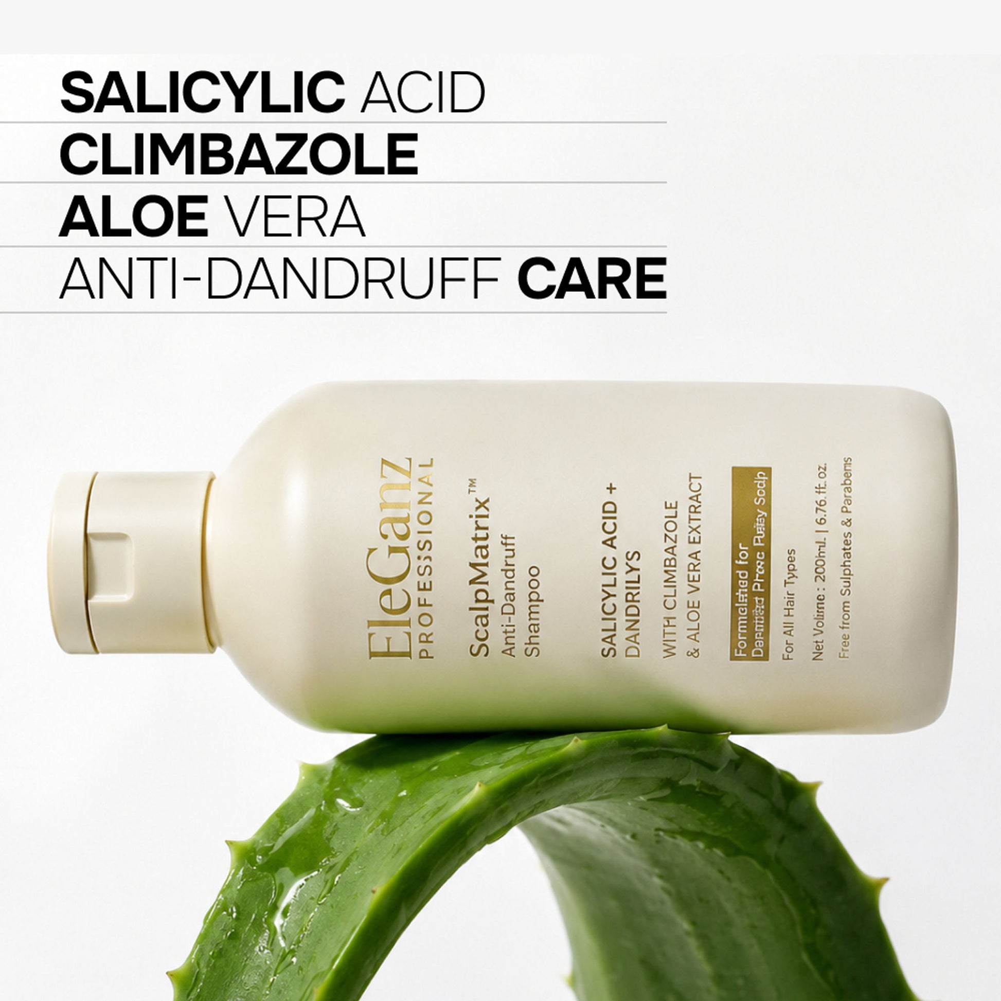 Eleganz Professional AHA BHA Anti Dandruff Shampoo-Reduces Flakes & Itchiness100% Dandruff Reduction