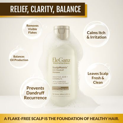 Eleganz Professional AHA BHA Anti Dandruff Shampoo-Reduces Flakes & Itchiness100% Dandruff Reduction