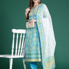 Dhiyona IE Floral Printed Mirror Work Pure Cotton Kurta with Trousers & Dupatta