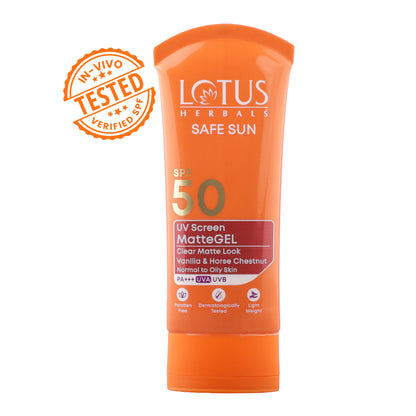 Lotus Herbals SafeSun UV Screen Matte Gel Sunscreen SPF 50 PA+++ With Lightweight And No WhiteCast