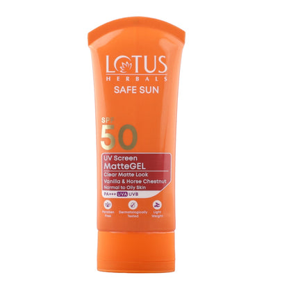 Lotus Herbals SafeSun UV Screen Matte Gel Sunscreen SPF 50 PA+++ With Lightweight And No WhiteCast