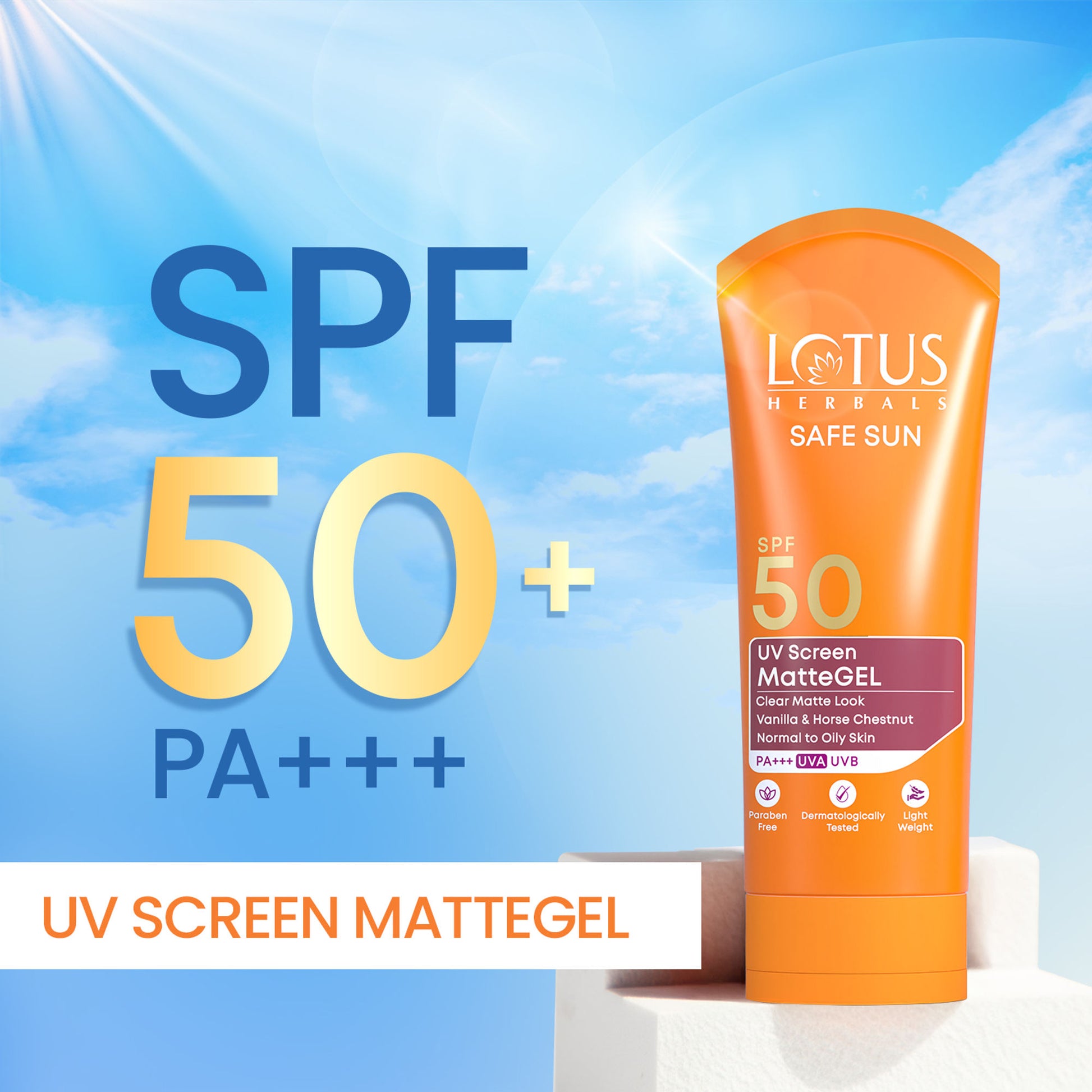 Lotus Herbals SafeSun UV Screen Matte Gel Sunscreen SPF 50 PA+++ With Lightweight And No WhiteCast