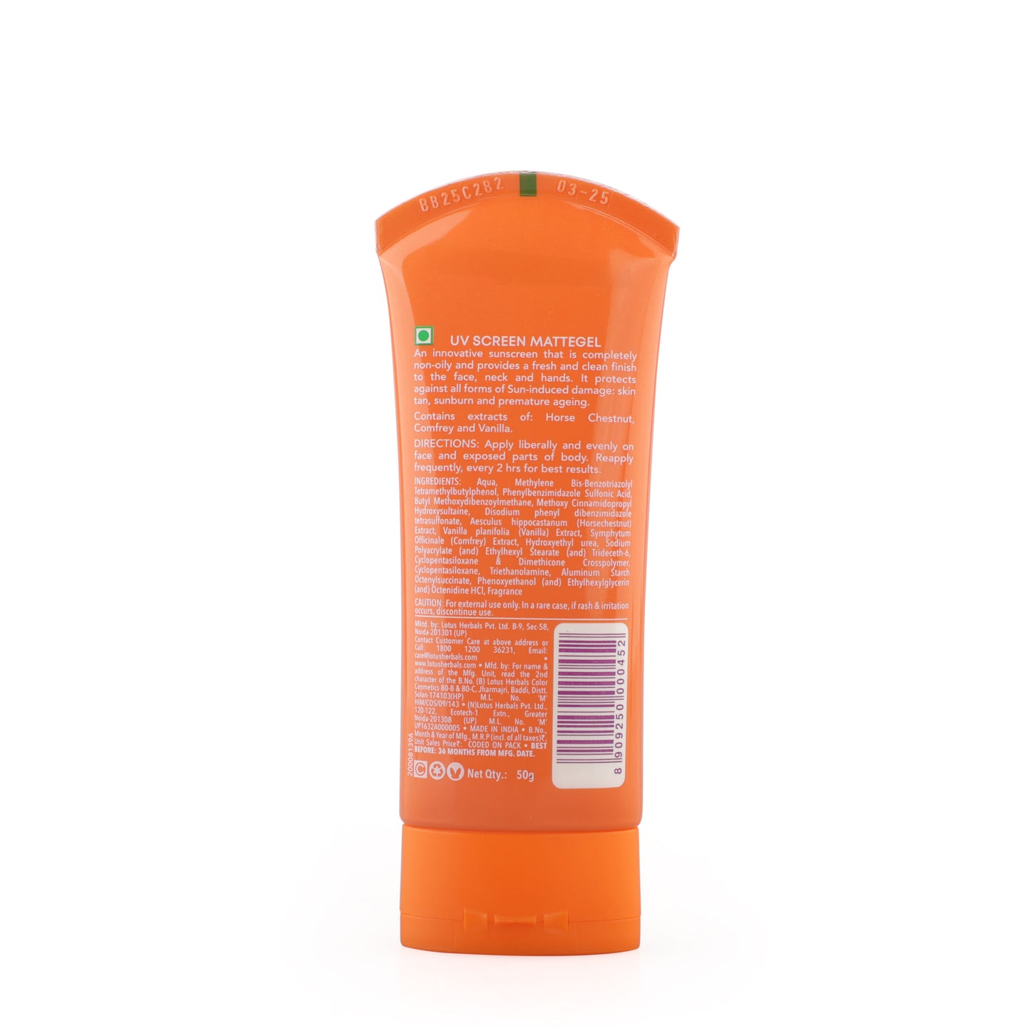 Lotus Herbals SafeSun UV Screen Matte Gel Sunscreen SPF 50 PA+++ With Lightweight And No WhiteCast