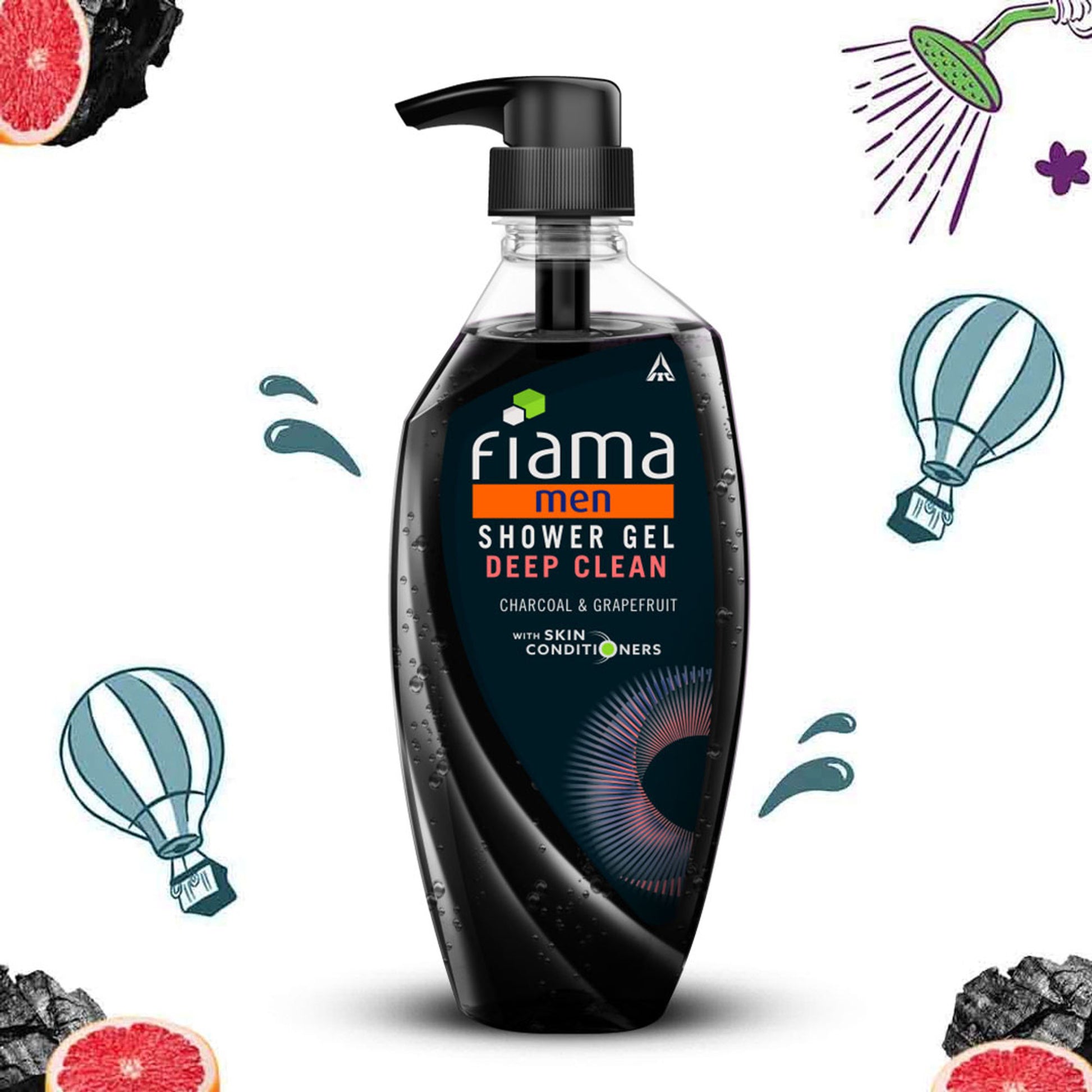 Fiama Men’s Shower Gel Deep Clean, Body Wash with Charcoal & Grapefruit for Refreshed Skin