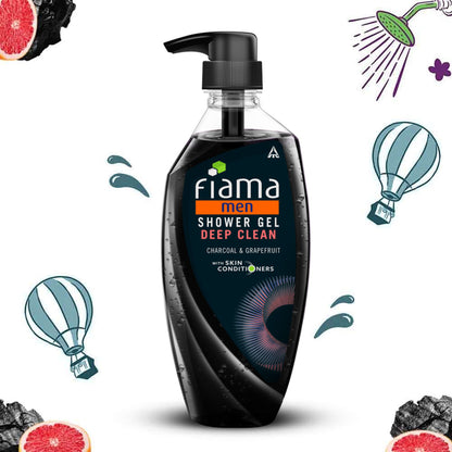 Fiama Men’s Shower Gel Deep Clean, Body Wash with Charcoal & Grapefruit for Refreshed Skin