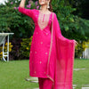 Dhiyona IE Floral Embroidered Thread Work Kurta with Trousers & Dupatta