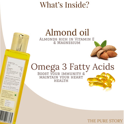 The Pure Story Natural Cold Pressed Almond Oil for Hair, Skin, Face & Massage