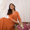 Indyancart IE Floral Printed Empire Pure Cotton A-Line Kurta With Trousers