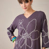 Dhiyona IE Embroidered V-Neck Straight Tunic With Palazzo
