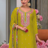 Dhiyona IE Embroidered Sequinned Kurta With Palazzos & Dupatta