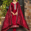 Dhiyona IE Ethnic Motifs Embroidered V-Neck Thread Work Kurta with Trousers & Dupatta