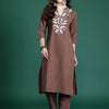 Indyancart IE Floral Embroidered Pure Cotton Kurta with Trousers