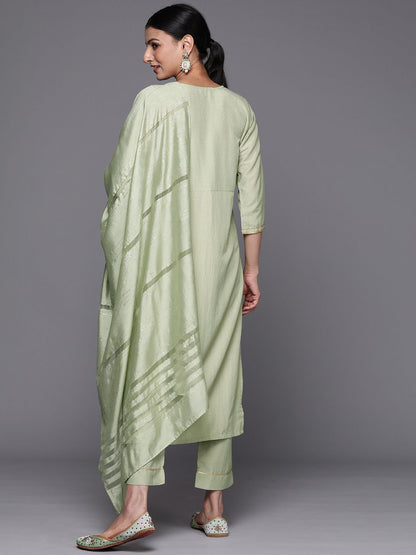 Indyancart VA Women's Embroidered Sequinned Kurta with Trousers & With Dupatta