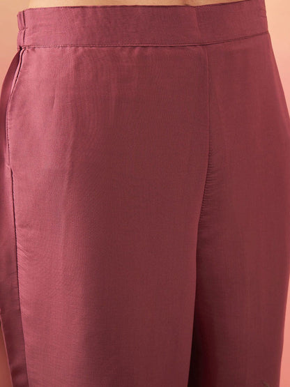 Indyancart IE Embroidered Straight Kurta With Trousers & Dupatta