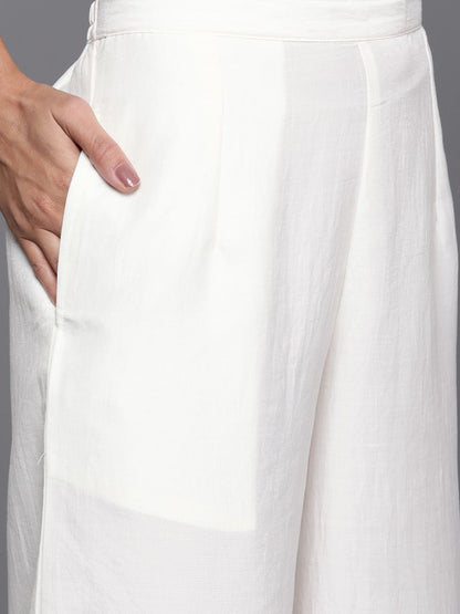 Dhiyona IE Women White Ethnic Motifs Embroidered Gotta Patti Kurta with Palazzos & With Dupatta