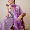 Dhiyona IE Floral Embroidered Round Neck Pure Cotton Straight Kurta With Trousers & Dupatta