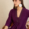 Indyancart IE Embroidered Panelled Sequinned A-Line Kurta with Trousers