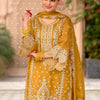 Dhiyona IE Floral Embroidered Zari Organza Kurta With Trousers And Dupatta