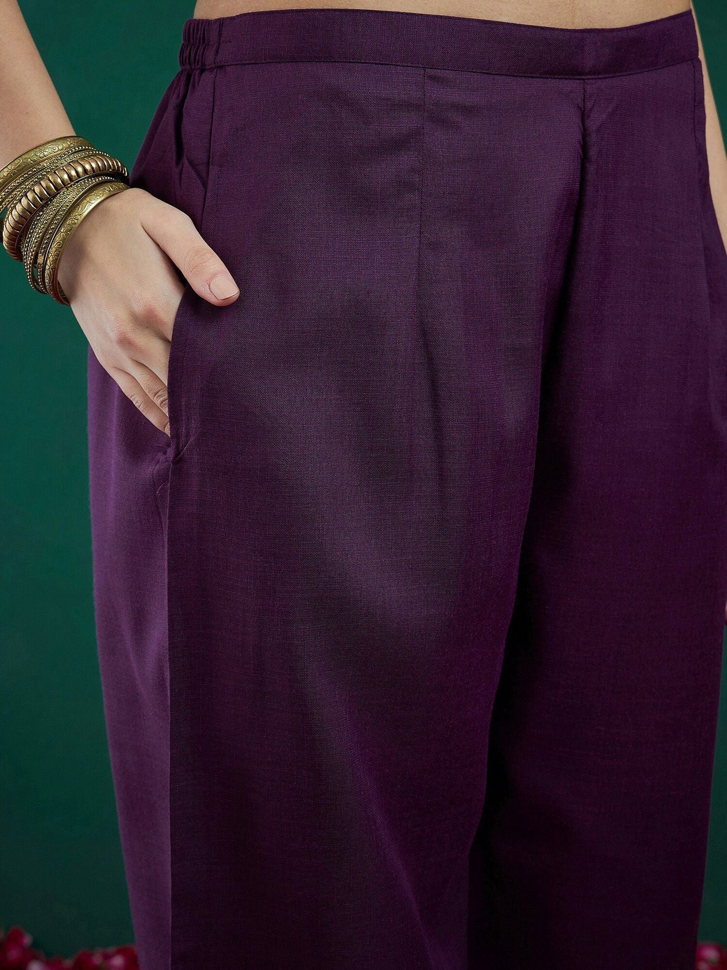 Dhiyona IE Yoke Design Regular Pure Cotton Kurta With Palazzos & Dupatta