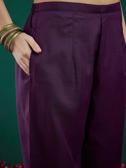 Dhiyona IE Yoke Design Regular Pure Cotton Kurta With Palazzos & Dupatta