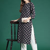 Indyancart IE Ethnic Motifs Printed Kantha Work Pure Cotton Kurta
