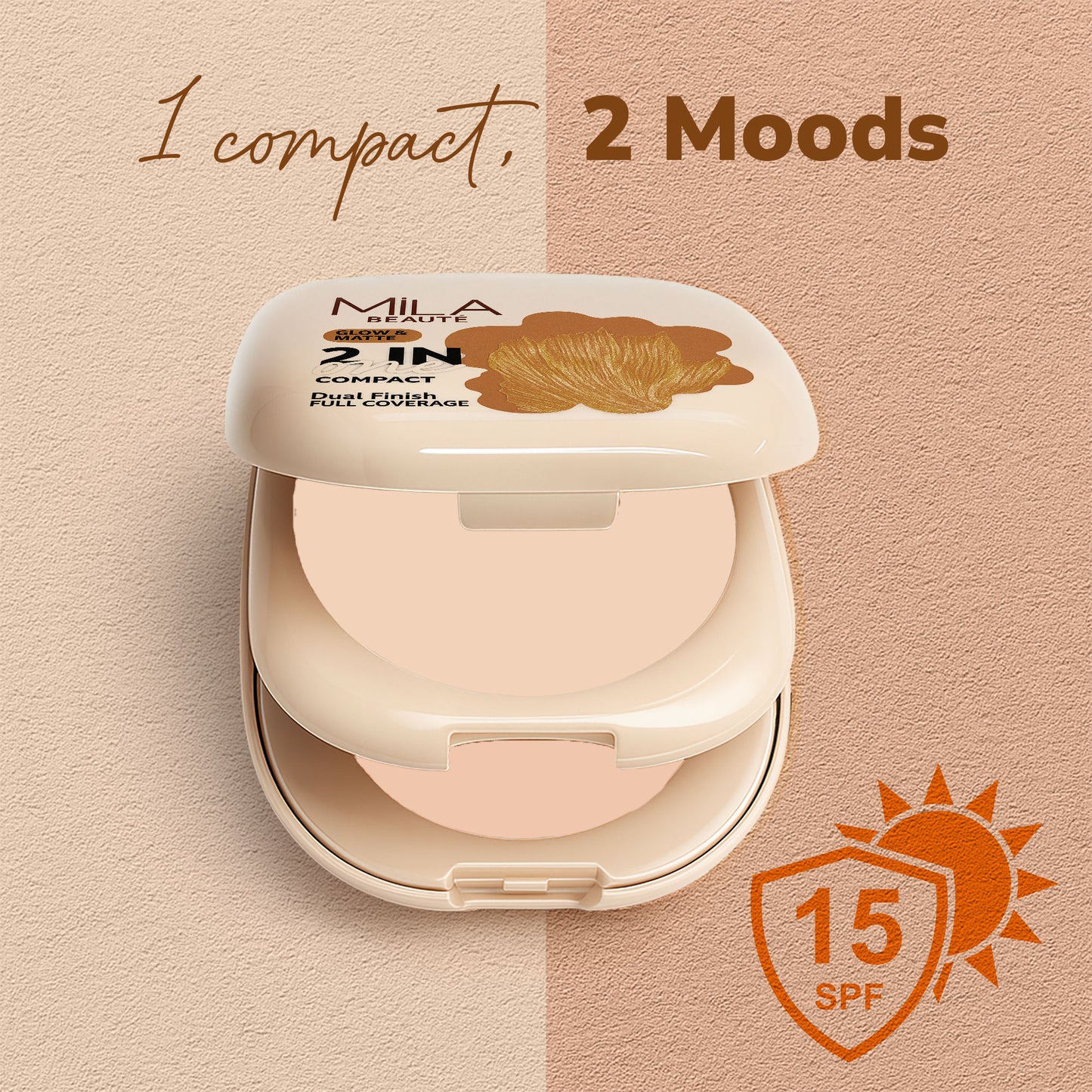 Mila Beaute Glow & Matte 2-in-1 Compact With SPF 15 - Ivory