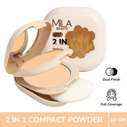 Mila Beaute Glow & Matte 2-in-1 Compact With SPF 15 - Beige