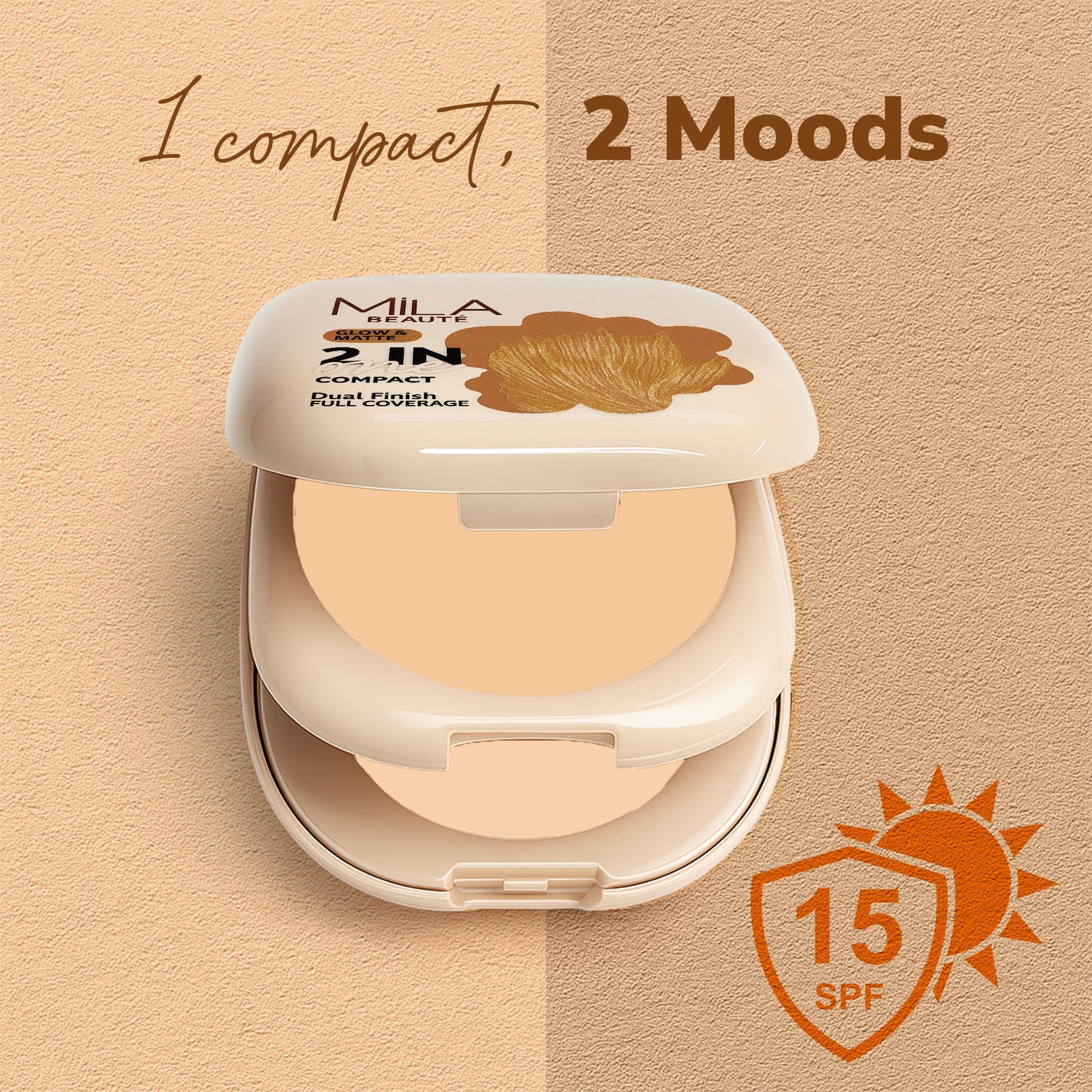Mila Beaute Glow & Matte 2-in-1 Compact With SPF 15 - Beige
