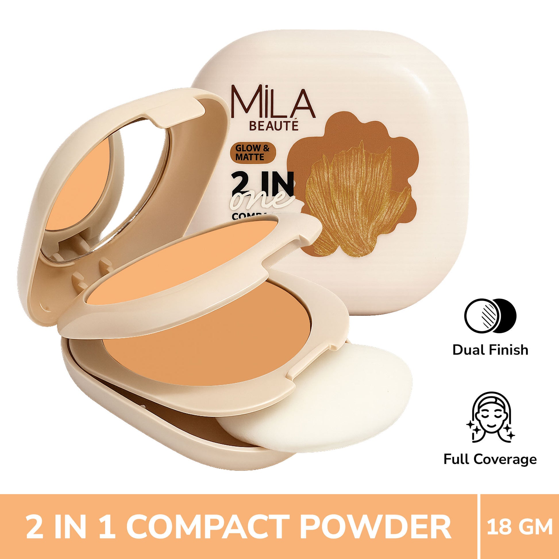 Mila Beaute Glow & Matte 2-in-1 Compact With SPF 15 - Sand