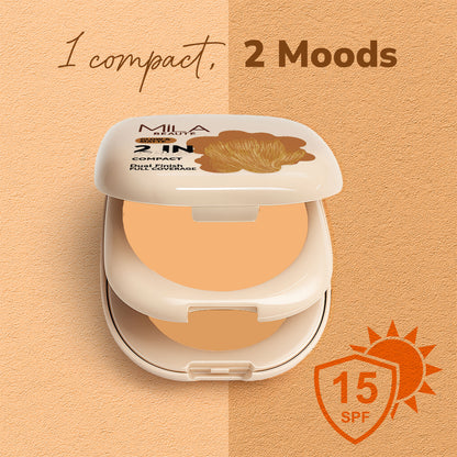 Mila Beaute Glow & Matte 2-in-1 Compact With SPF 15 - Sand