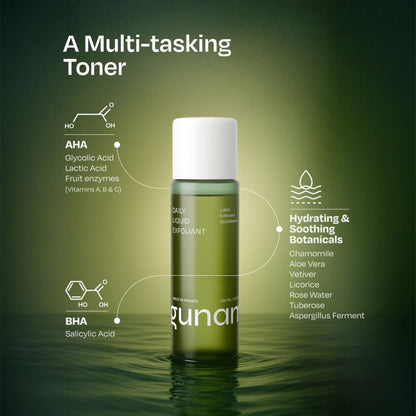 Gunam Daily Liquid Exfoliant Alcohol Free Toner With AHA BHA + Niacinamide + Lactic & Glycolic Acid