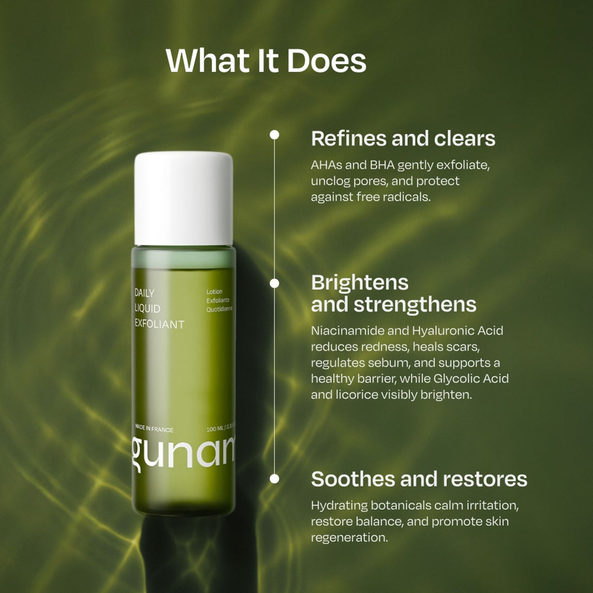Gunam Daily Liquid Exfoliant Alcohol Free Toner With AHA BHA + Niacinamide + Lactic & Glycolic Acid