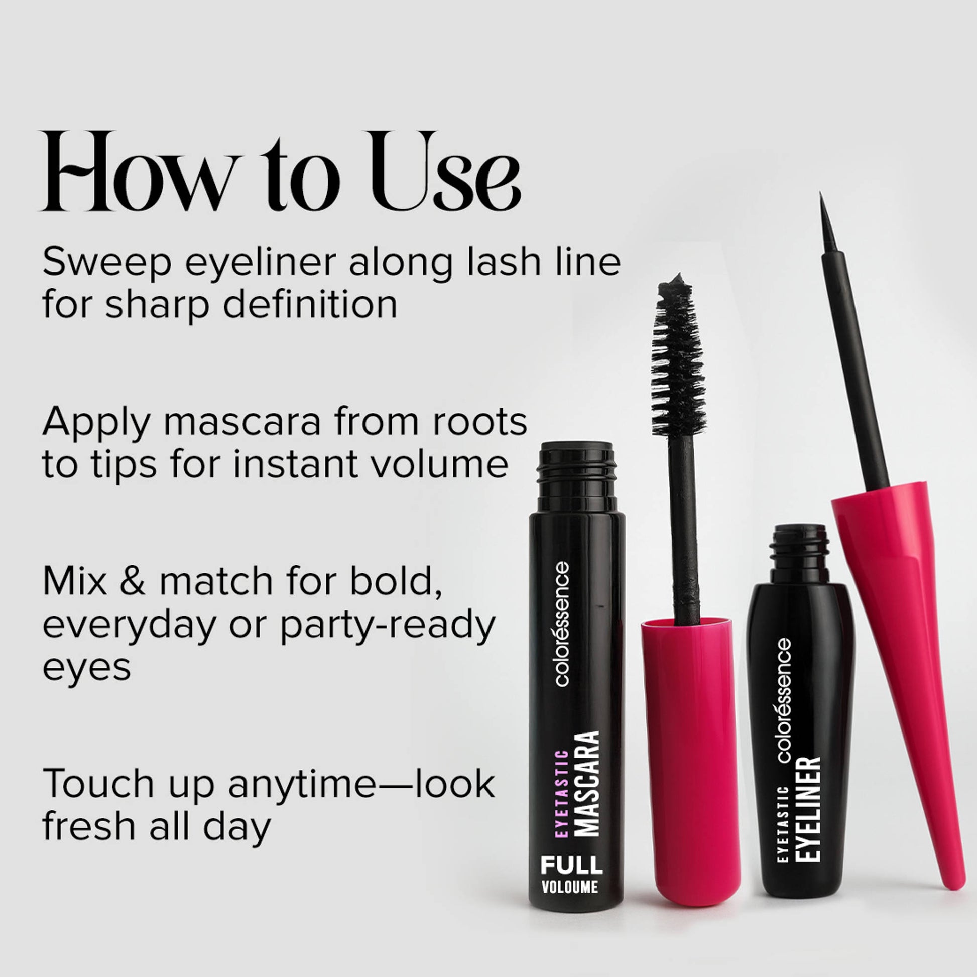 Coloressence Eyetastic Eyeliner & Mascara Set - Smudge-Proof & Full Volume