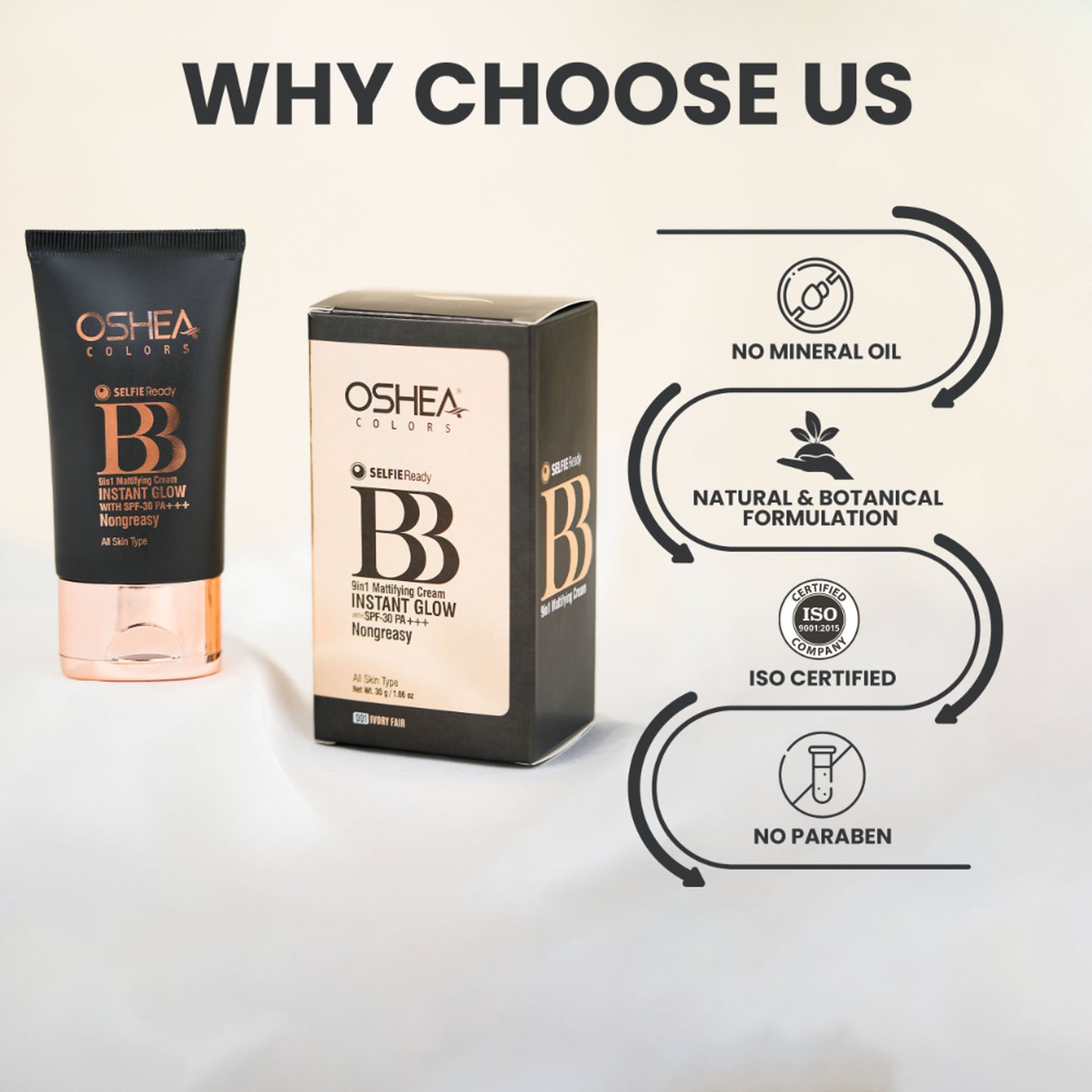 Oshea Herbals 9-In-1 Mattifying Instant Glow BB Cream - 001 Ivory Fair