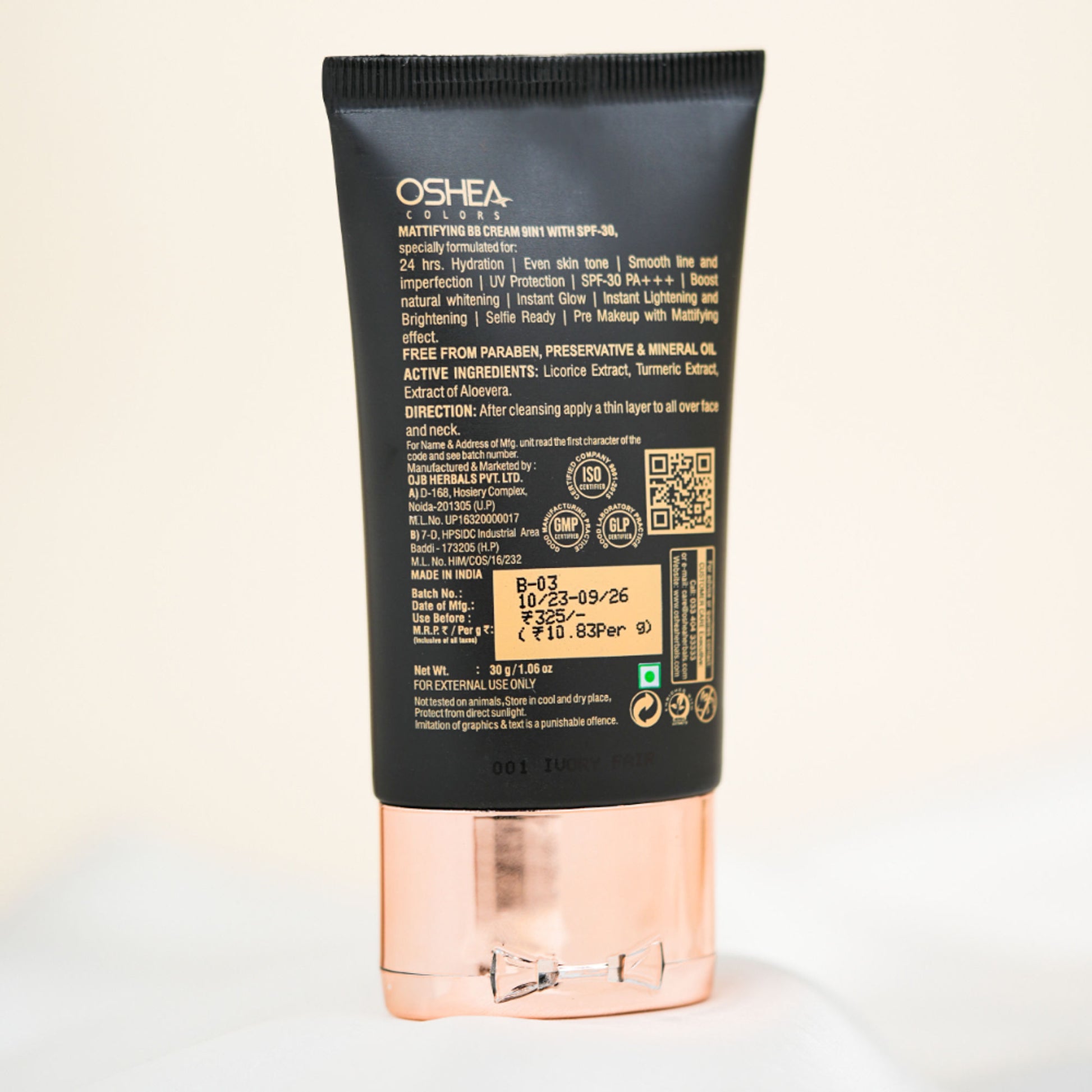 Oshea Herbals 9-In-1 Mattifying Instant Glow BB Cream - 001 Ivory Fair