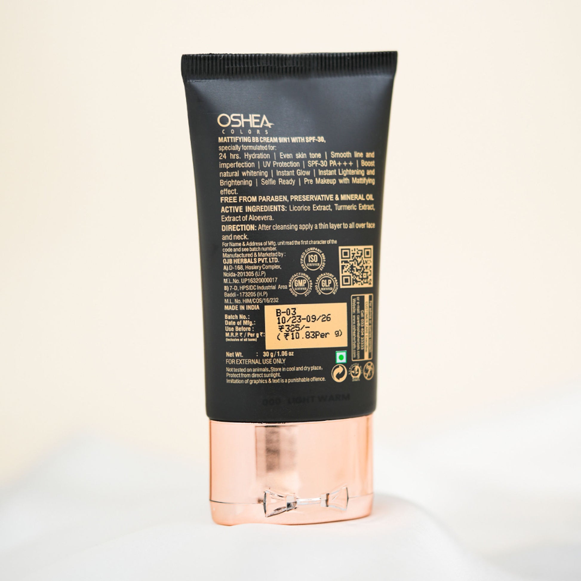 Oshea Herbals 9 In 1 Mattifying BB Cream - 000 Light Warm