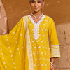 Indyancart IE Women Ethnic Motifs Embroidered Pure Cotton Kurta with Trouser & Dupatta