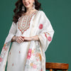 Dhiyona IE Floral Embroidered Thread Work Kurta With Trousers & Dupatta