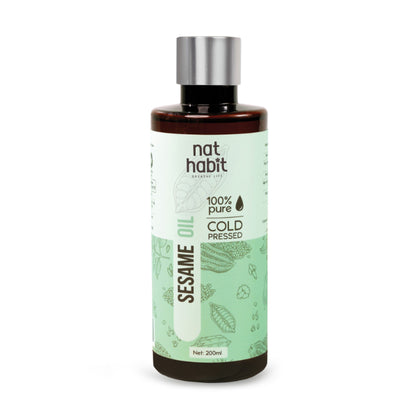 Nat Habit 100% Pure Cold Pressed White Sesame Til Seed Oil, Skin Hair Body Moisturizer & Vitamin E