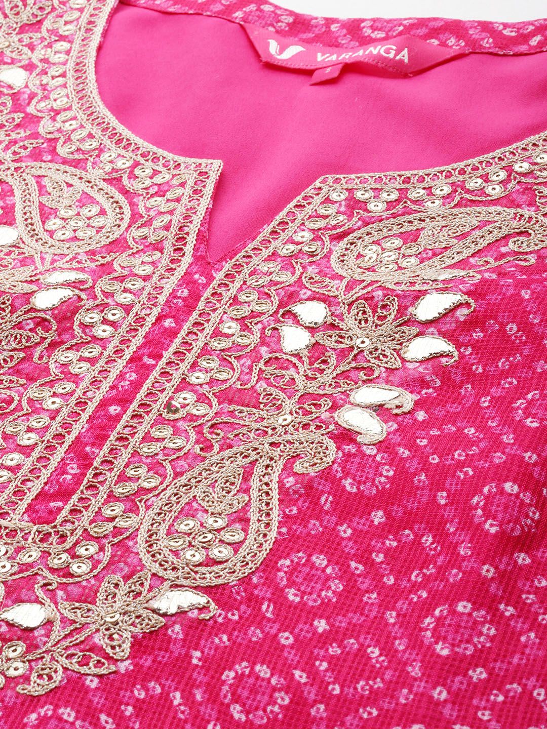 Indyancart VA Women's Ethnic Motifs Yoke Design Regular Sequinned Kurta with Trousers & Dupatta
