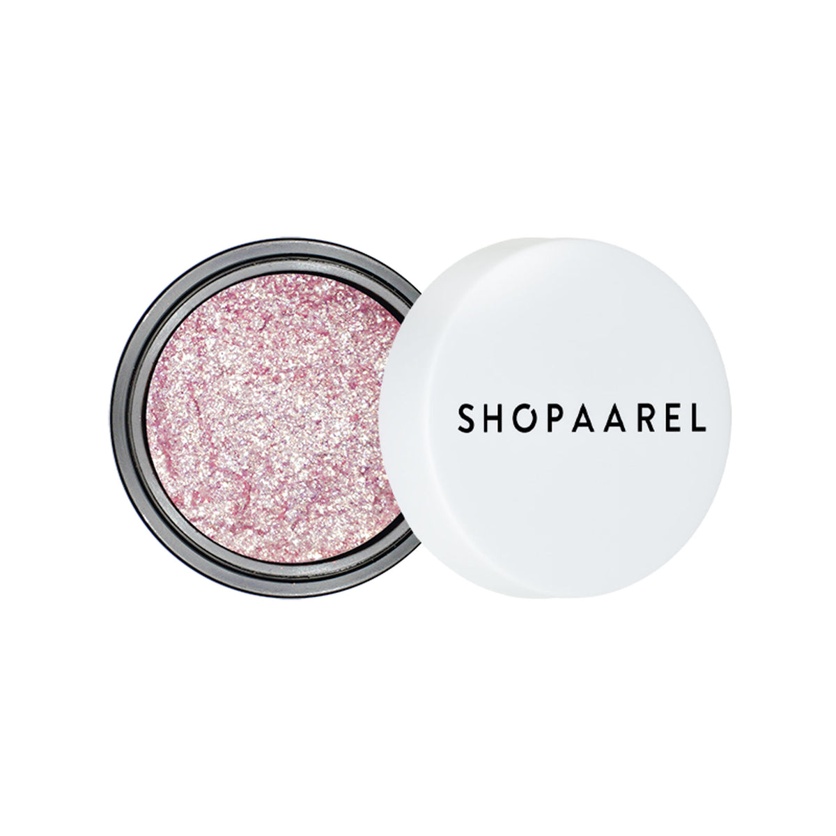 Shopaarel Photoready Eye Glitter in shade 02, shimmering silver eyeshadow with sparkly, eye-catching finish on a clean background.