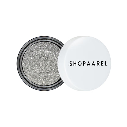 Shopaarel Photoready Eye Glitter in shade 07, sparkly silver eye makeup product with fine glitter particles on a neutral background.