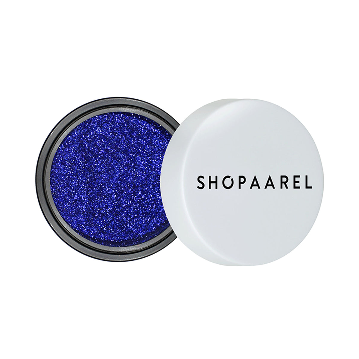 Shopaarel Photoready Eye Glitter in Potion, new edition, showcasing shimmering purple and pink eye makeup with glitter particles.