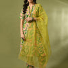 Dhiyona SN Women's Floral Printed Cotton Straight Kurta With Trousers & Duppatta